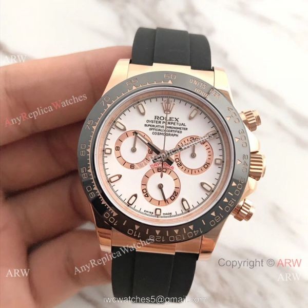 AR Factory SWISS ROLEX DAYTONA 4130 Watch Rose Gold White Face 2