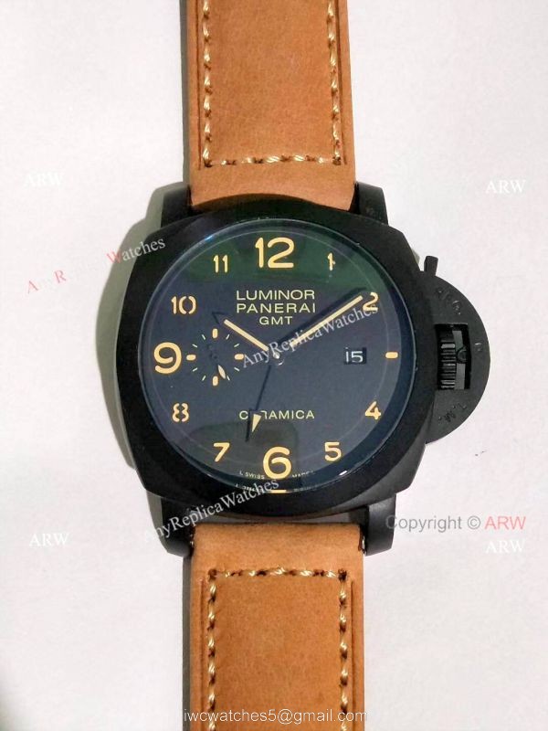 Copy Panerai Luminor GMT PAM0441 Watch Black Steel 44mm 2