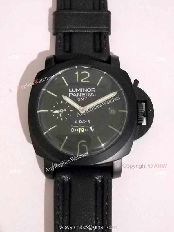 New Panerai PAM 233 Luminor GMT 8 Days Black Steel Case Watch 2