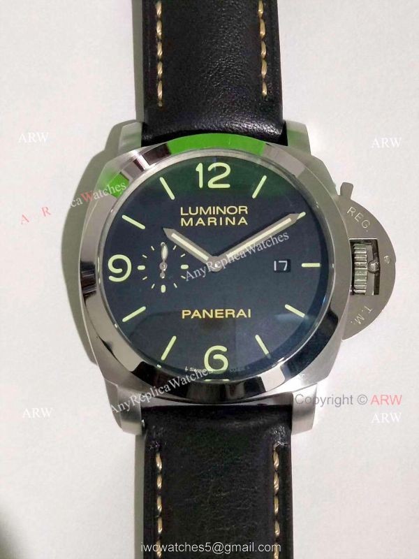 Buy Fake Panerai Watch Luminor Marina Pam 312 Black Leather Wrist 2