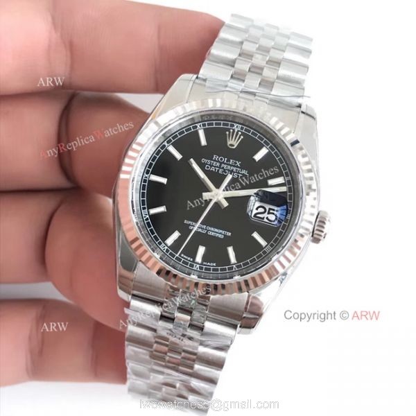 AR Factory V2 Rolex Datejust 36 Black Face Noctilucent Marker Watch SWISS 3135 MOVEMENT 2