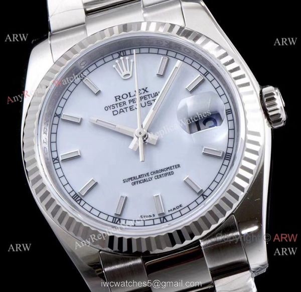 AR Factory Swiss ETA3135 Copy Rolex Datejust 904L Steel White Face Watch 2