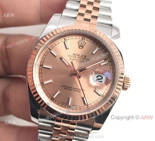 Super Clone 3135 Rolex Datejust Two Tone Rose Gold Jubilee Watch 36mm 2