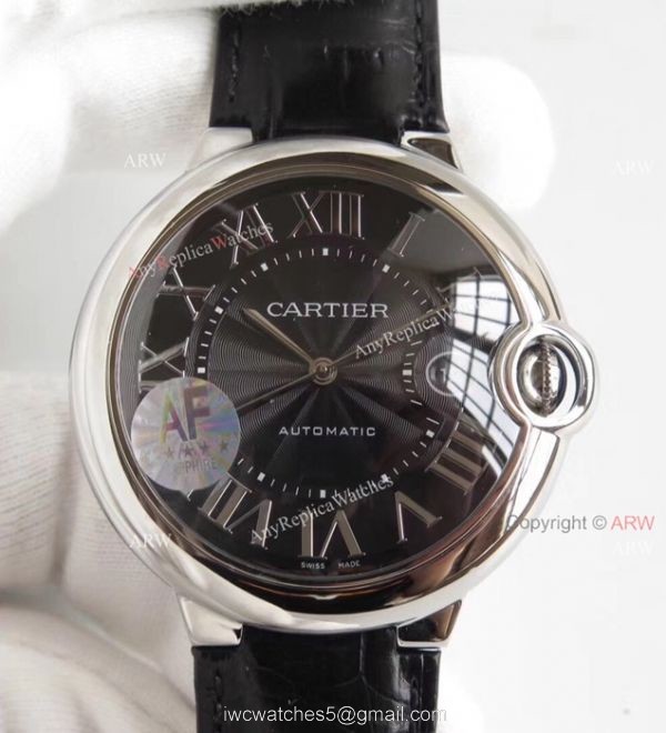 AF Factory Swiss Cartier Ballon Bleu White Dial Black Leather Strap Watch 2