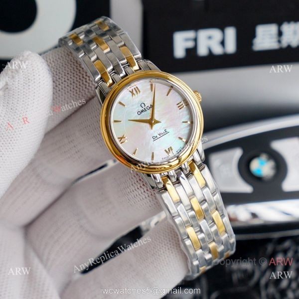 AAA Replica Omega Lady De Ville Watches 2-Tone Sapphire Crystal 2