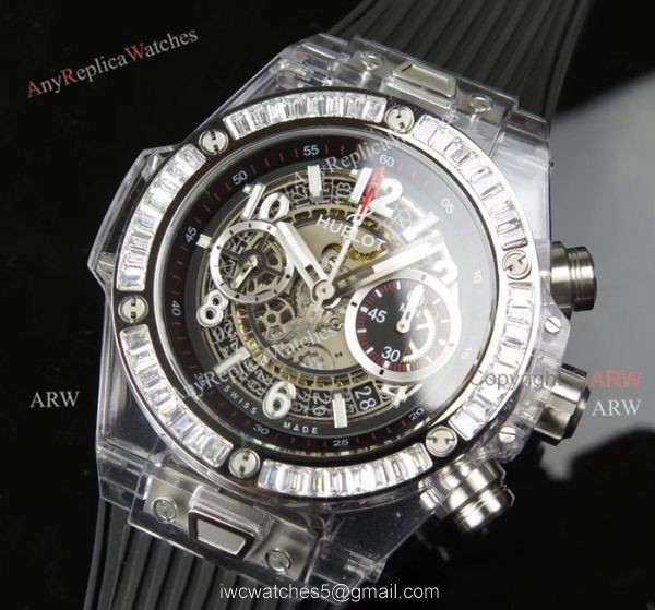 Swiss 7750 Replica Hublot Big Bang Unico Sapphire Black Rubber Band Diamond Bezel Big Band Watch 2