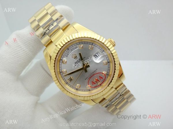 Replica Rolex Day Date Yellow Gold President Diamond Hour Marker Mens Watch 40mm 2