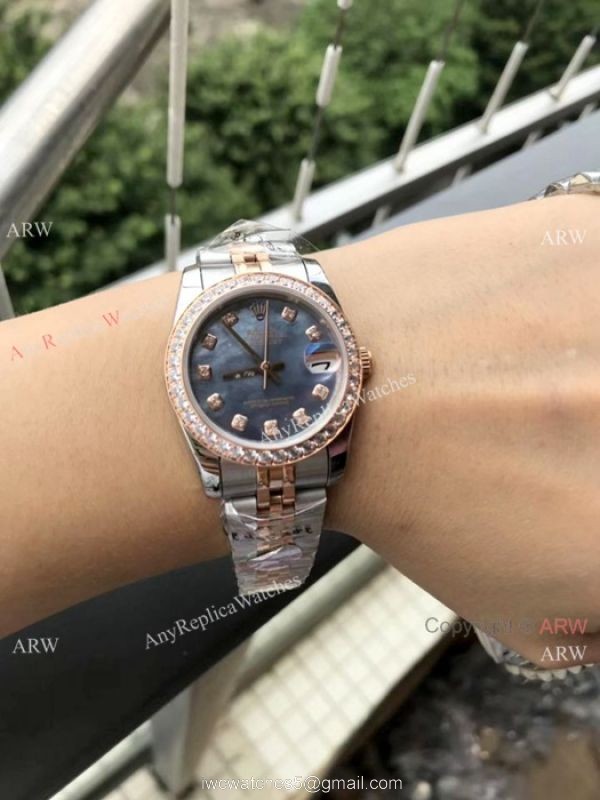 Copy Rolex Datejust 2-Tone Rose Gold Diamonds Watch 31MM 2