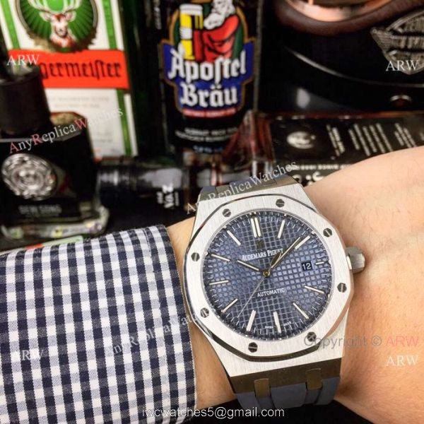 High Quality Audemars Piguet Royal Oak 43mm Watches Brown Rubber w/ Deployment buckle 2