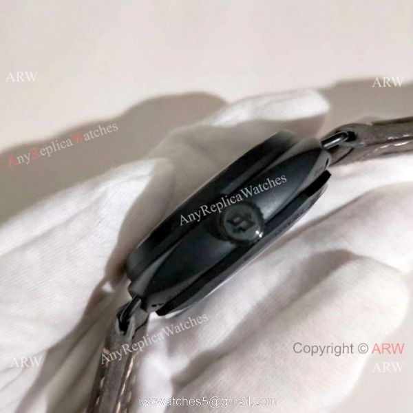 Copy Radiomir Panerai Black Case Gray Leather Band Watch PAM643 2