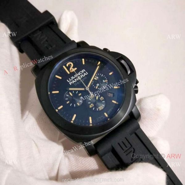High Quality Panerai Daylight 44mm Watch All Black Chronograph Face 2