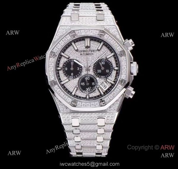AAA Replica Audemars Piguet Ice Royal Oak Stainless Steel Blue Chronograph Watch 2