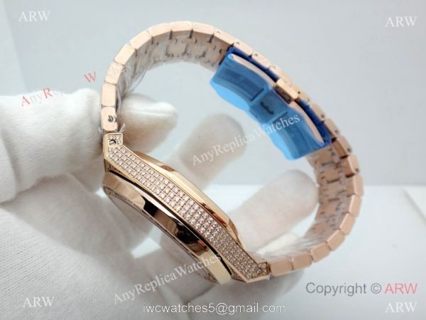 AAA Replica Audemars Piguet Royal Oak Rose Gold diamond Watches 41mm 2
