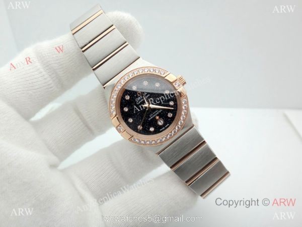 Omega Constellation Two Tone Rose Gold Sky Moon Dial Watch 2