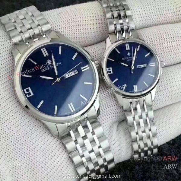 Patek Philippe Calatrava Lovers Watch Stainless Steel Silver Dial 2