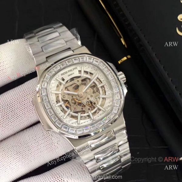 New Copy Patek Philippe Nautilus Stainless Steel Hollow Watches 2