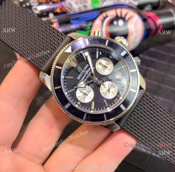 Breitling Superocean 43mm Watch SS Blue Dial Blue Rubber Strap 2