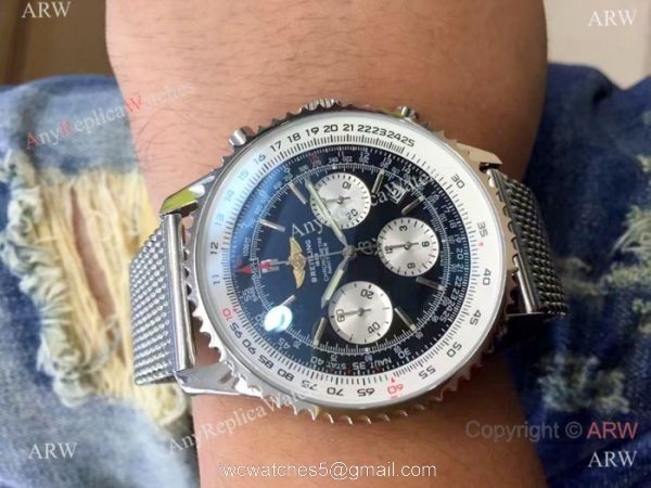 Copy Breitling Navitimer 01 Stainless Steel Mesh Band Watch 2