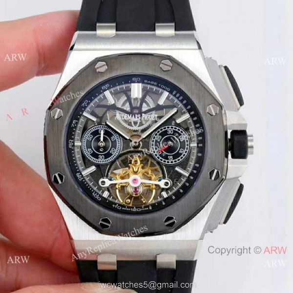 Audemars Piguet Royal Oak offshore Solid Black Watch Fake AP Skeleton 2