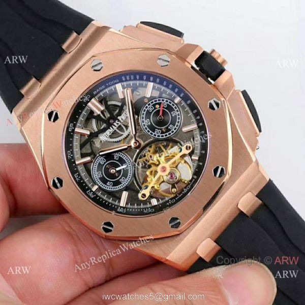 Fake Audemars Piguet Royal Oak offshore Watches Rose Gold Black Bezel 2