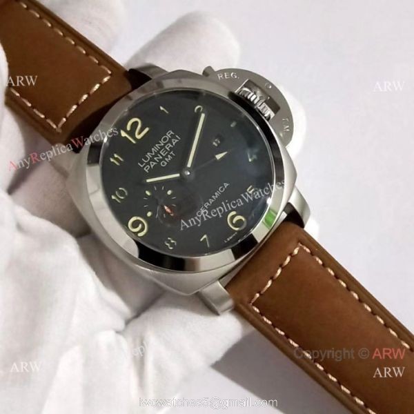 Replica Luminor GMT Panerai SS Black Dial Watch PAM0441 2