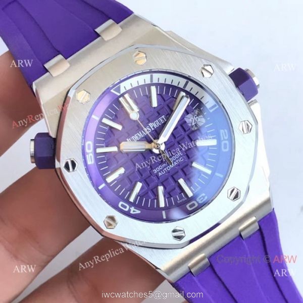 Copy Audemars Piguet Royal Oak Offshore Diver Swiss 3120 Watch SS Purple Dial 2