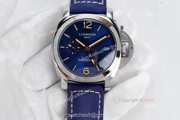 Swiss Replica Panerai Luminor GMT Limited Edition SS Blue Watch PAM 688 2