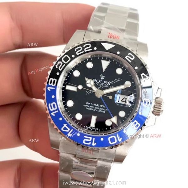 NEW UPGRADED V7 Rolex GMT-Master II BlackBlue Ceramic 904L Watch Swiss Eta3186 2