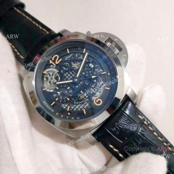 New Replica Panerai Luminor GMT Men Watch SS Skeleton Dial 2
