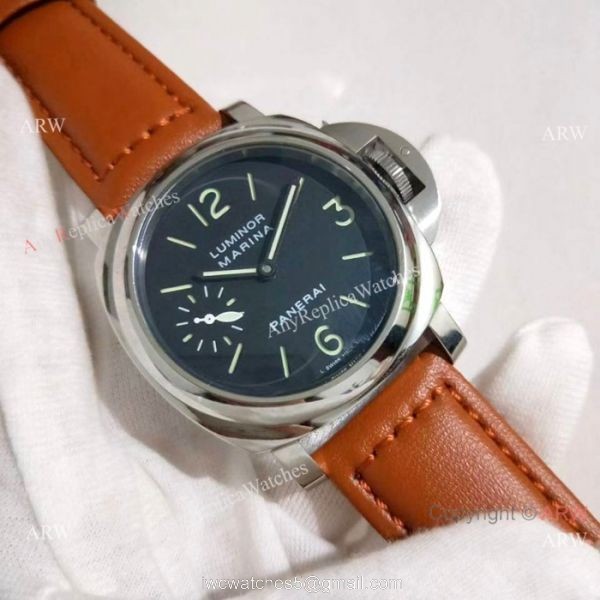 Fake Panerai Luminor Marina SS Brown Leather Strap Watch PAM 111 2