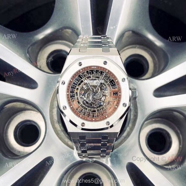 Fake AP Skeleton Wristwatch Audemars Piguet Royal Oak Stainless Steel Watch 2