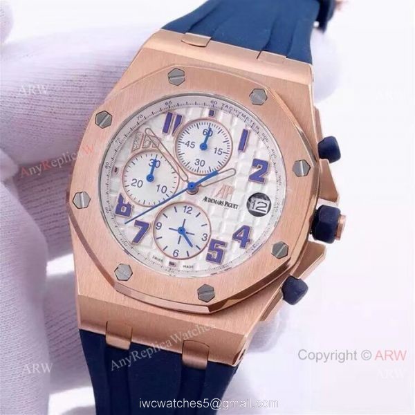 Low Price Audemars Piguet Royal Oak Offshore Chronograph Watch White Rubber Strap 2