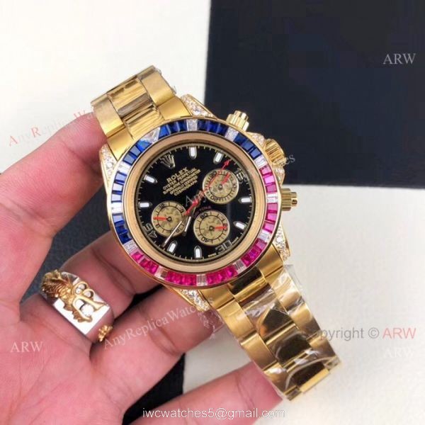 Yellow Gold Daytona Rolex Rainbow Replica Watches Automatic Movement 2