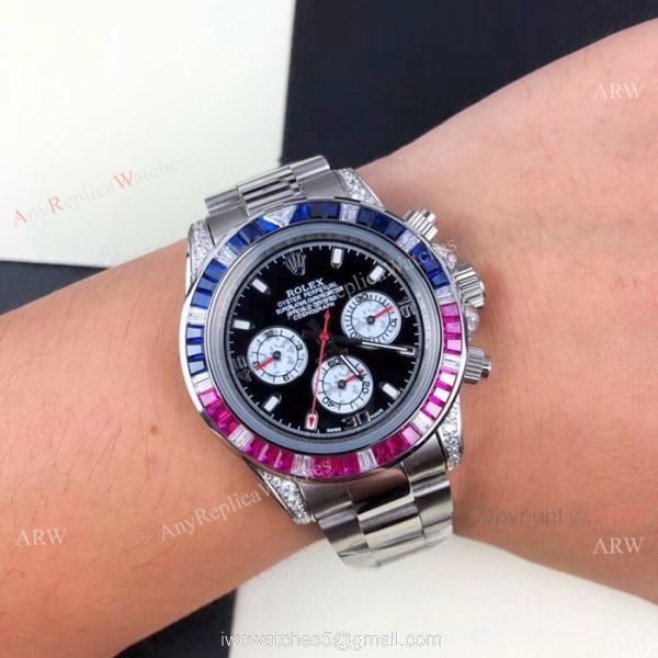 Rolex Daytona Rainbow Replica Watch Black Face Automatic Movement 2