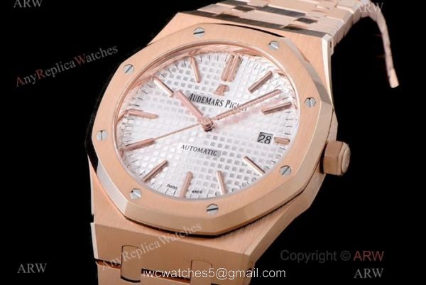 JF Replica Audemars Piguet Royal Oak Swiss 3120 Watches Rose Gold Silver Face 2