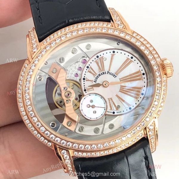 Swiss Copy Audemars Piguet Royal Millenary Rose Gold Diamond Watches 4101 Movement 2