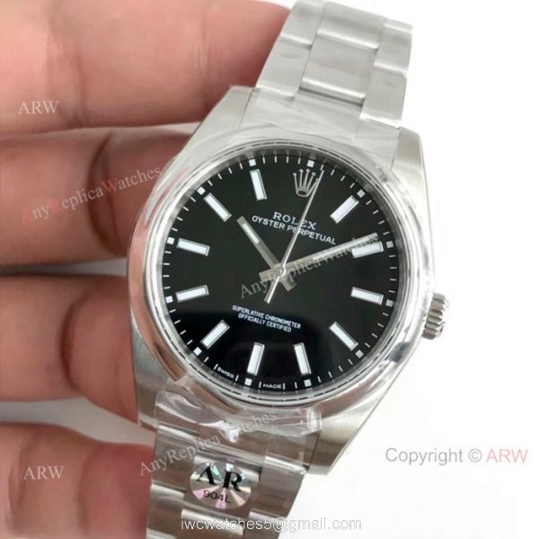Swiss Copy Rolex Oyster Perpetual Stainless Steel Black Dial Watch Highest Quality AR Factory Rolex 2