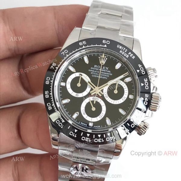 Rolex Daytona 904L Stainless Steel Black Ceramic Watch AR Replica Watches 2