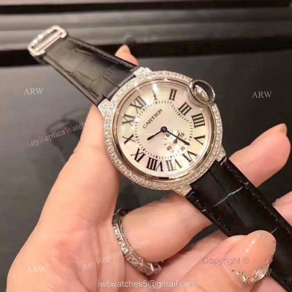 Copy Cartier Ballon Bleu de White MOP Dial Watches 36mm 2