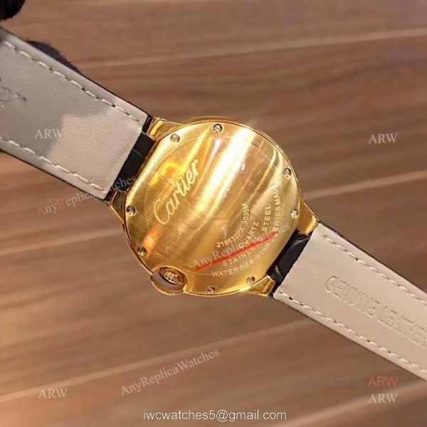 Fake Cartier Ballon Bleu 36mm Watch Gold Case White MOP Face 2