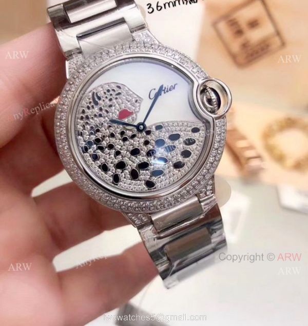 Best Replica Cartier Ballon Bleu Mens Diamond Watch Two Tone 2