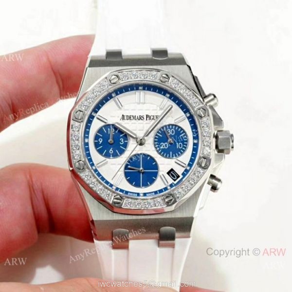 Women Audemars Piguet Royal Oak offshore Replica Watch Diamond Bezel White Dial 2