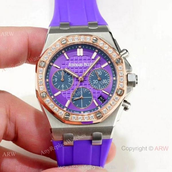 Fake Audemars Pigue Offshore 37mm Watches White Rubber Rose Gold Bezel 2