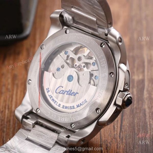 Calibre De Cartier Tourbillon Stainless steel White Dial Watches 2