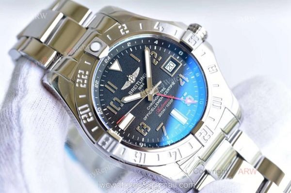 AAA Grade Breitling Avenger II GMT SS Black Dial Watch Swiss 2836 2