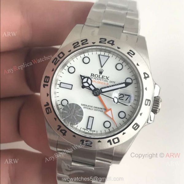 JF Factory ETA2836 V3 Replica Rolex Explorer II 42mm Watches 216570 White Face 2