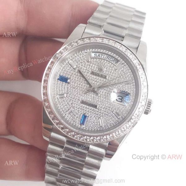 Swiss Grade Rolex Day Date II Ice Out watch Stainless Steel 41mm 2