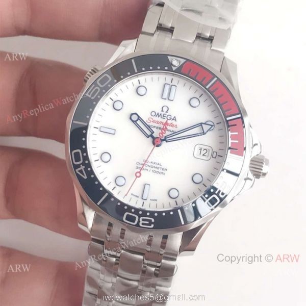 Swiss Replica Omega Seamaster Commanders 007 Watch SS BlackRed Ceramic bezel 2