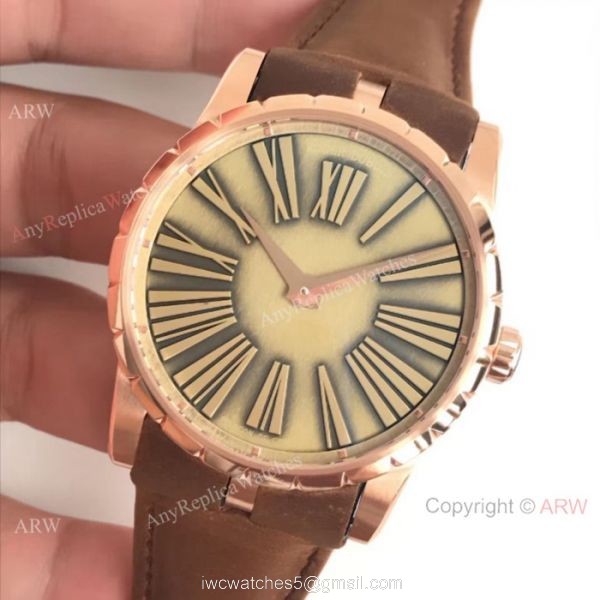 Newest Copy Roger Dubuis Excalibur Rose Gold Watch Swiss RD622 2