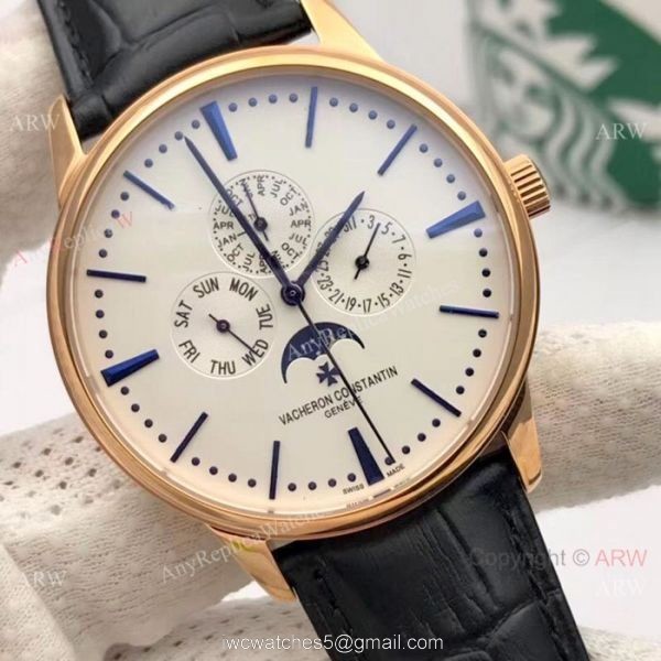 Vacheron Constantin Perpetual Calendar Copy Watches Rose Gold Black Dial 2